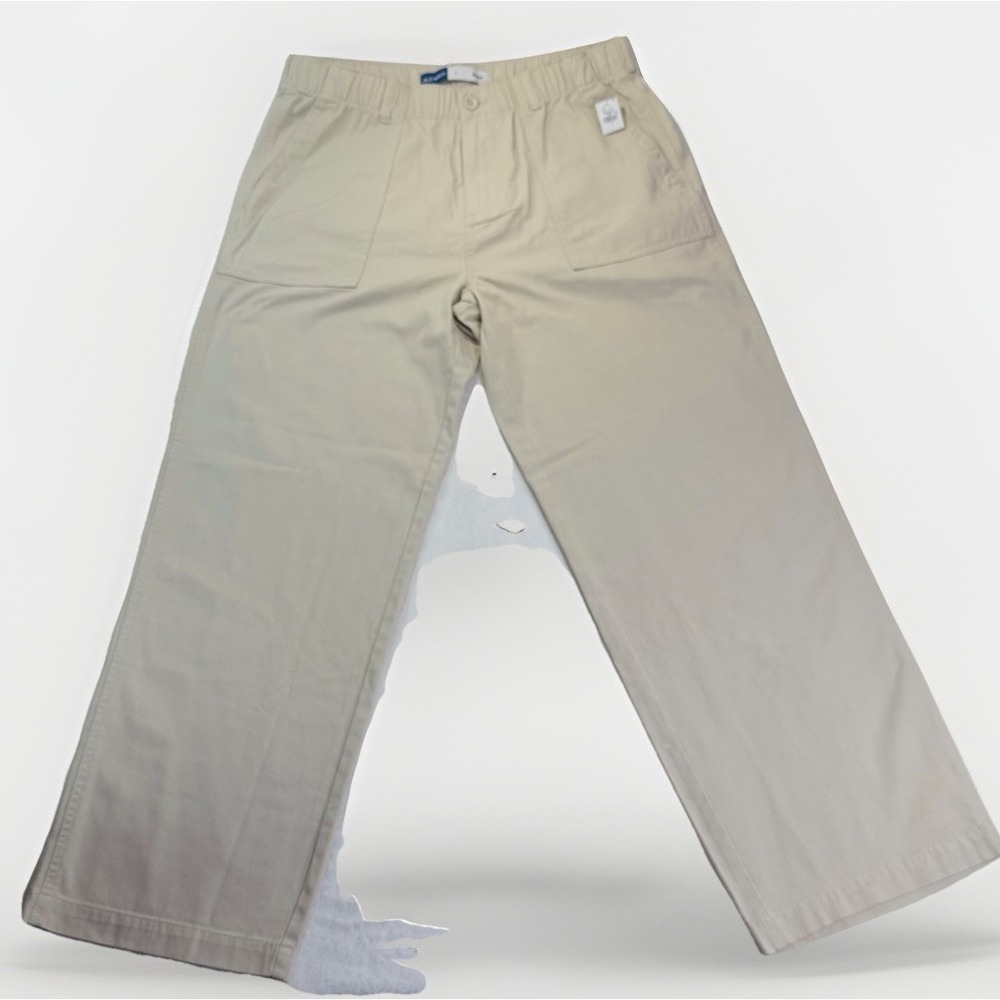 Old Navy Pants Mens‎ L Tan Baggy Soft Cotton Drawstring Elastic Waist NWT